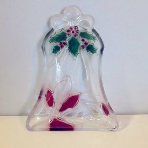 Mikasa Celebrations Christmas Glass Poinsettia Bell Bowl Platter
